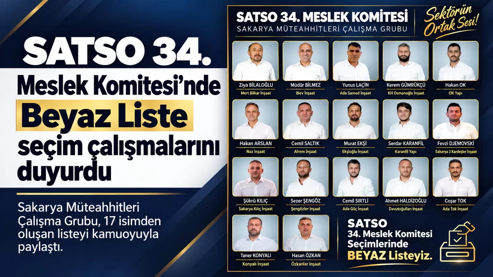 SATSO 34. Meslek Komitesi’nde Beyaz Liste seçim çalışmalarını duyurdu