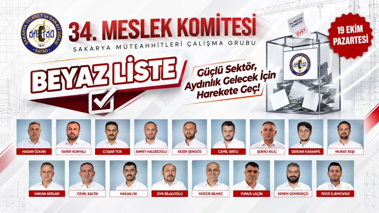 SATSO 34. Meslek Komitesi Beyaz Liste seçime hazır