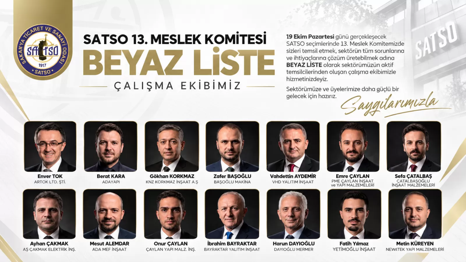 SATSO 13. Meslek Komitesi’nde Beyaz Liste’den güç birliği çağrısı