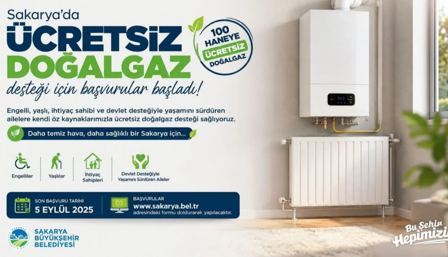 Sakarya’da ücretsiz doğalgaz desteği için başvurular başladı