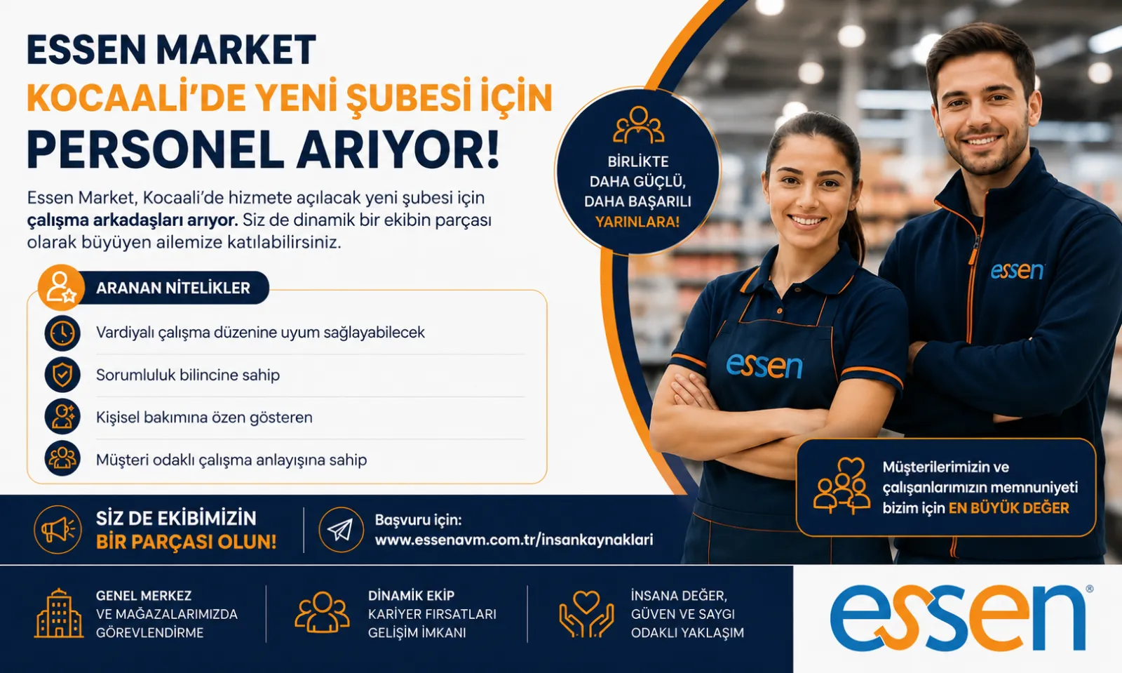Essen Market Kocaali’de Yeni Şubesi İçin Personel Arıyor