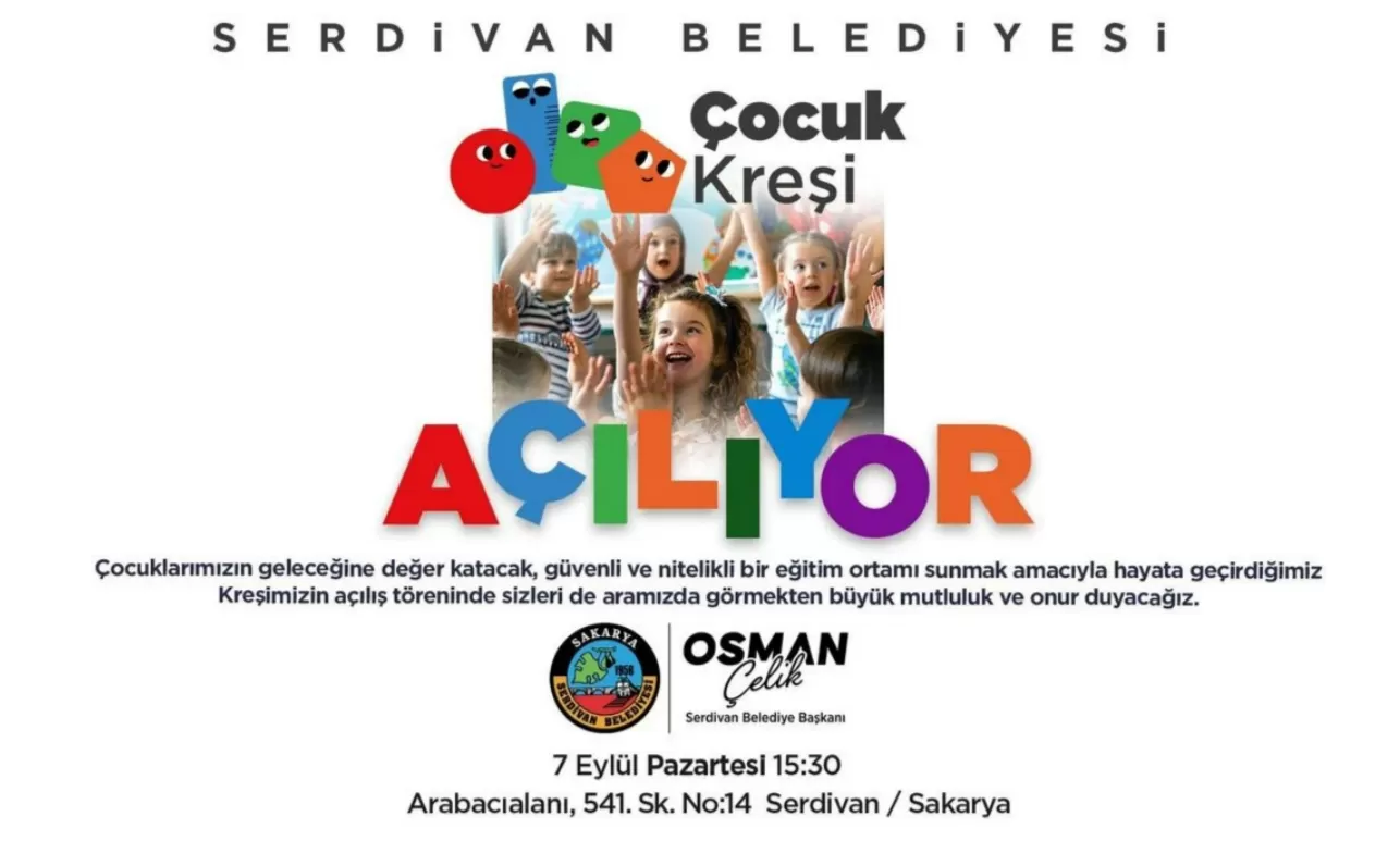 Serdivan Belediyesi 4-6 Yaş Kreş ve Gündüz Bakımevi açılıyor