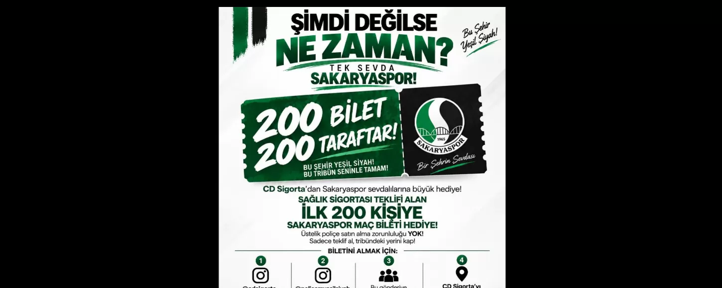 Cüneyt Demir Sigorta’dan Sakaryaspor taraftarına 200 bilet