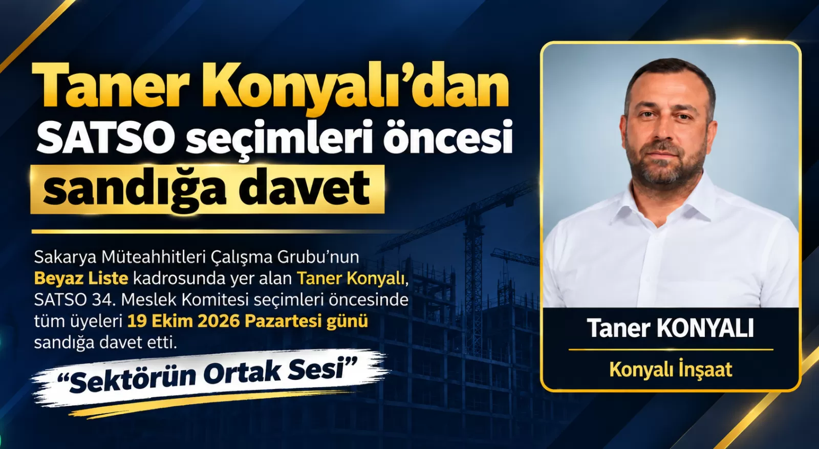 Taner Konyalı’dan SATSO seçimleri öncesi sandığa davet