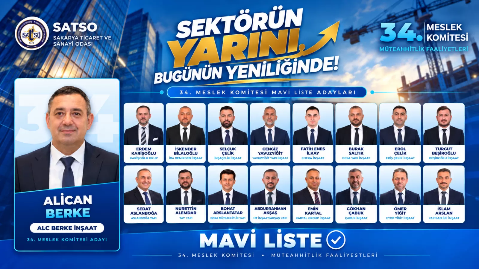 SATSO 34. Meslek Komitesi’nde Mavi Liste'den güçlü temsil ve ortak akıl mesajı