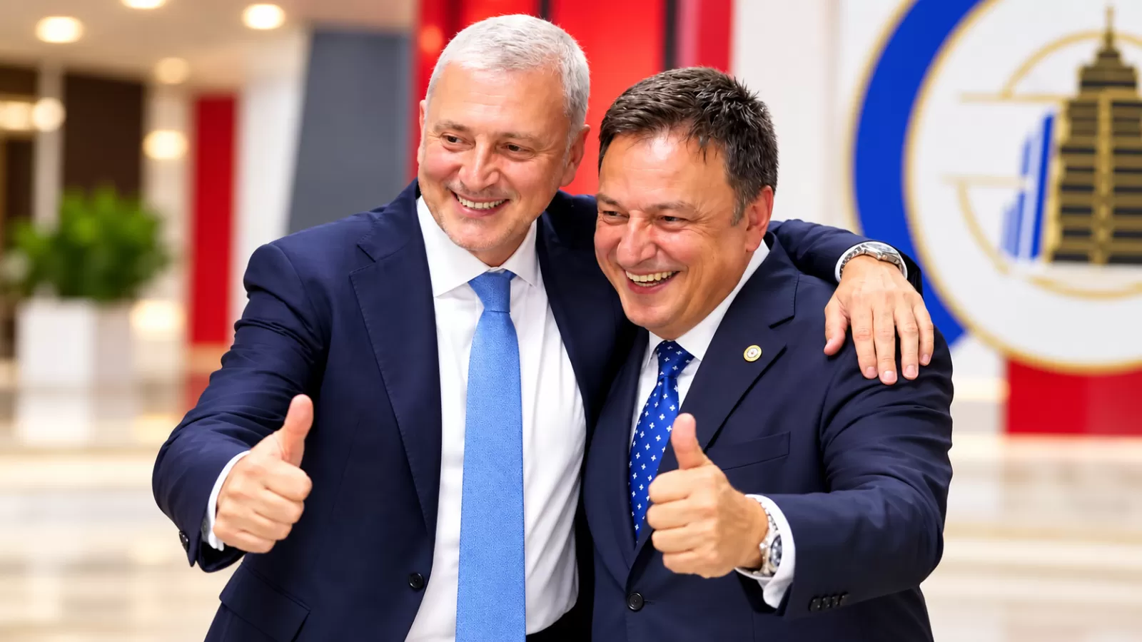 Başkan Akgün Altuğ ve Cem Gün'den zafer pozu
